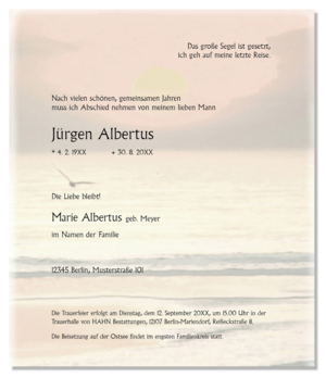 Trauerbrief "Abendrot" 