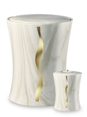 Urne 220 Keramikurne mit Marmor-Imitation und Gold-Ornament