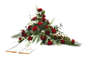 Blumen-Gesteck "Grabstrauß Rot-Weiß" 