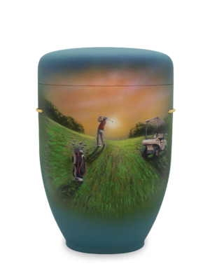 Handbemalte Naturstoffurne "Golf" Wahlmotiv #3095