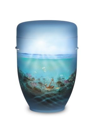 Handbemalte Naturstoffurne "Unterwasserwelt" Wahlmotiv #2007