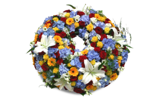 Blumenkranz Typ 2 "Bunter Sommer" flach gesteckt