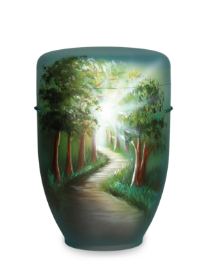 Handbemalte Naturstoffurne "Waldpfad" Wahlmotiv #1013