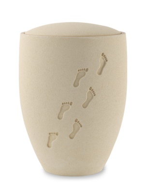 Seebestattungsurne (H13) "Sand mit Fußspuren-Relief" 