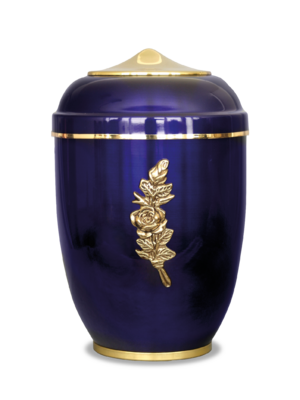 Urne 134 Blaue Metallurne Messing-Emblem "Rosenzweig"