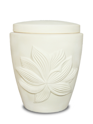 Urne 196 Porzellanurne mit Palmkronen-Relief