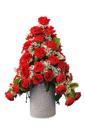 Blumen-Krone für Urnen 01 aus Rosen und Schleierkraut