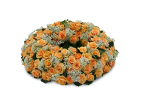 Blumenkranz Typ 2 "Einfarbige Rosen" flach gesteckt