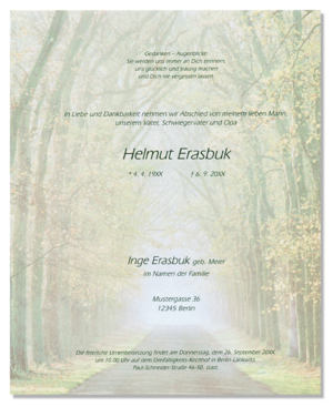 Trauerbrief "Allee" 