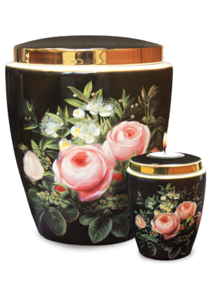 Urne 193 Porzellanurne mit Rosenbukett