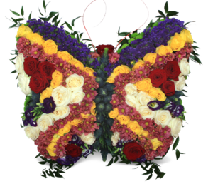 Blumen-Formgesteck "Schmetterling - bunt" 